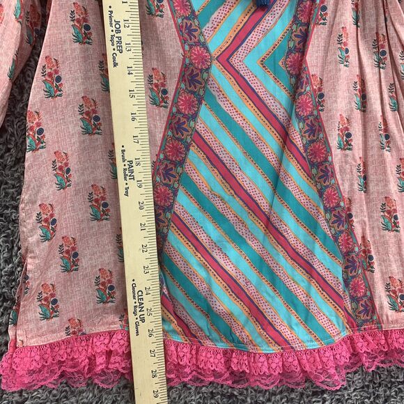 Tolani Womens Top Blouse Medium Modal Cotton Colorful Floral Boho lace ruffle - Picture 4 of 9